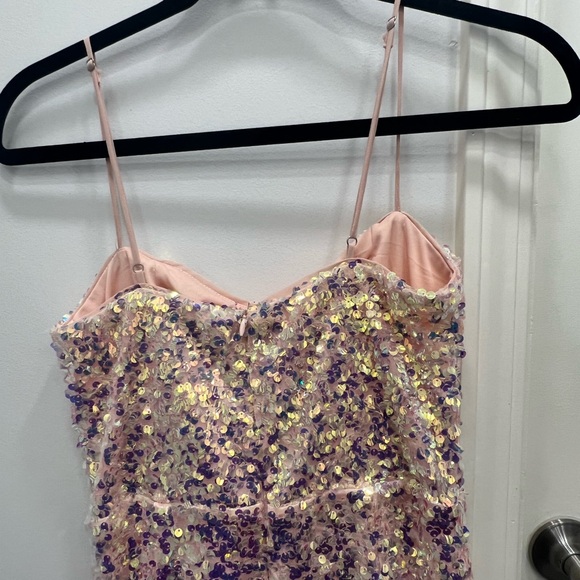 Teen party dress from Lulu’s!!! Each pink mini sequined dress - Picture 3 of 4